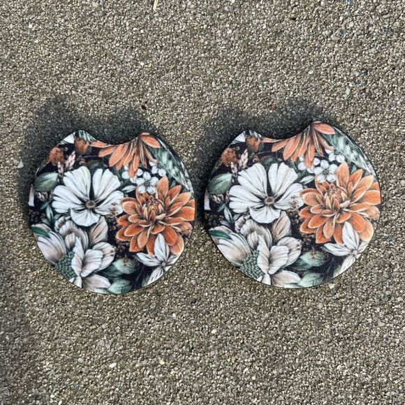 Floral Car Coaster Set | Floral Car Accessories - Picture 3 of 12